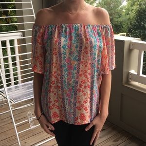 Tolani silk off the shoulder blouse